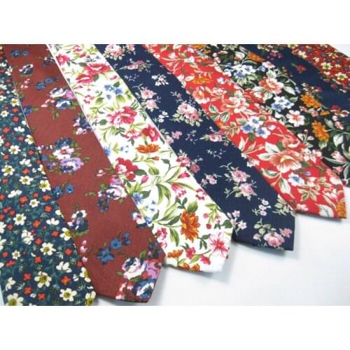Men Floral Ties Skinny Gravatas Slim Corbatas Vestidos Wedding Cotton Printed Groom Neck Tie Cravat Necktie