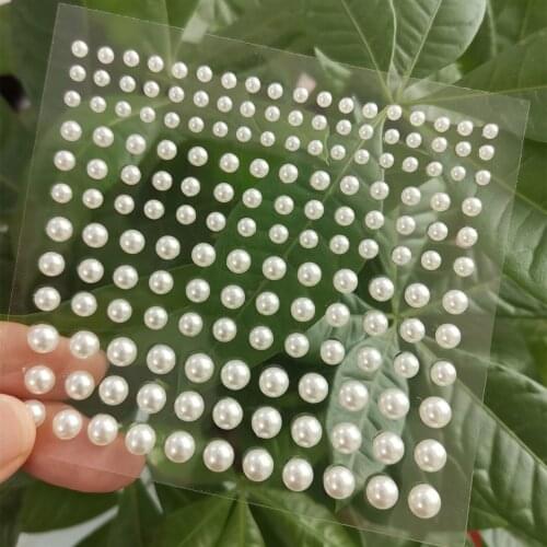 1Sheet Mix 2mm 3mm 4mm 5mm Pearl Sticker Decal For Nail,Eye,Body 3D Adhesive Self Stickers Women Girls Party Decoration C0146