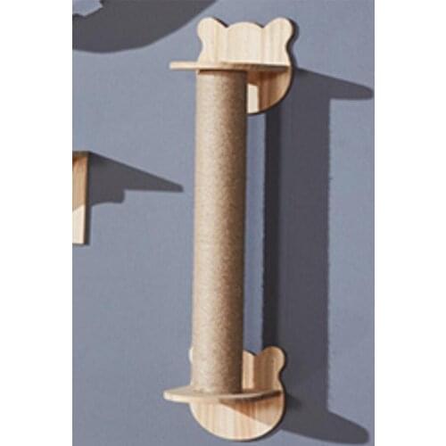 65cm Pet Toy Wall-mounted Cat Scratching Column Cat Scratching Post Solid Wooden Wall-Mounted Cat Toy Pet Training Toy