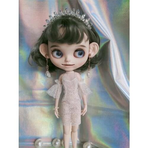 Blythes Doll Clothes fits a stylish 1/6 size with a new high-end temperament evening dress dress dress 30cm doll or tiara