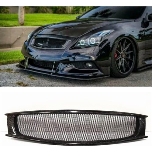 Front Grille For Infiniti G G37 2008-2013 Coupe 2 Door Real Carbon Fiber Replacement Upper Bumper Hood Mesh Air Vent Car Grill