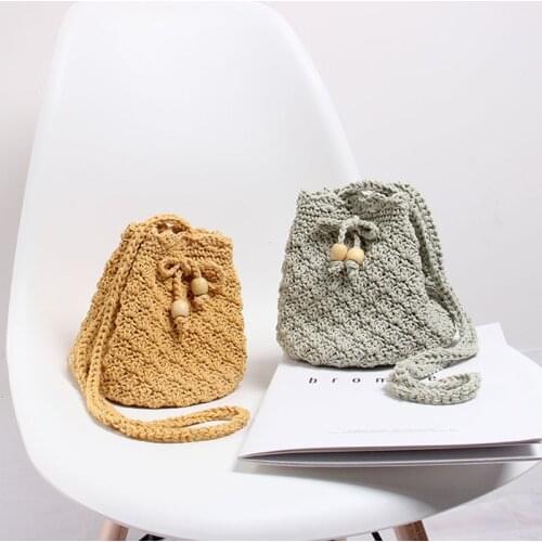Knitted Milk Cotton Woven Womens Crossbody Bags Summer Straw Beach Shoulder Bag Bohemian Bucket Womens Handbag Designer Purse