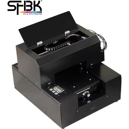 A4 semi-auto UV flatbed inkjet printer SHBK for mobile phone case glass metal leather 3D relief pattern printing free shipping
