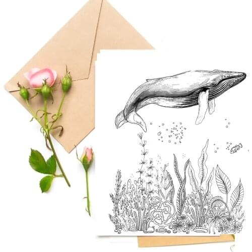 Whale / Aquatic plants Transparent Clear Stamps For DIY Scrapbooking/Card Making Stamps Fun Decoration Supplies