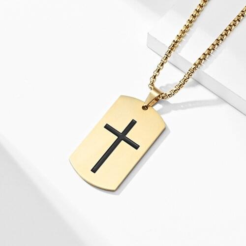 Factory Direct Sale Geometric Army Brand Cross Chain For Men Load Of God Talisman Pendant Necklaces Titanium Steel Joshua Gifts