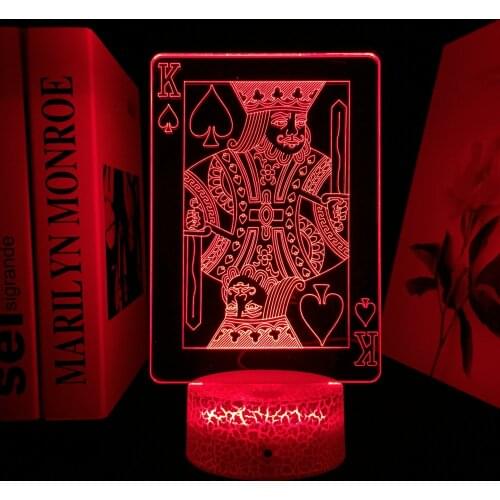 Playing Cards K of Spades LED Night LIght for Shopping Mall Store Decor Family Party Home Atmosphere Lamp Bedroom Table Light
