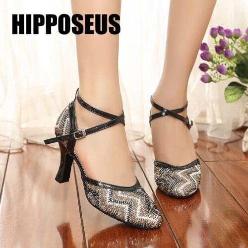 Women Shoes For Dancing Ballroom Latin Dance-Shoes Girls Ladies Modern Tango Dancing Shoes Glitter Heels Salsa Shoes Sandals