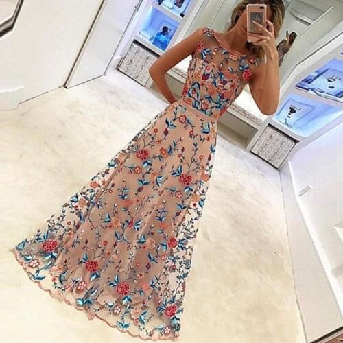 Ukraine Vestidos Mujer Mujer Dress 2021 Vadim Long Rushed O Neck Free The New Fashion Sleeveless Embroidered Ladie