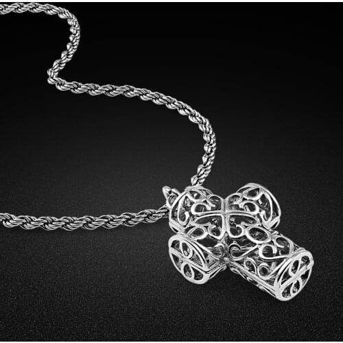 Retro style mens Thai silver necklace 3.5mm61cm size cross pendant necklace solid silver necklace mens popular jewelry