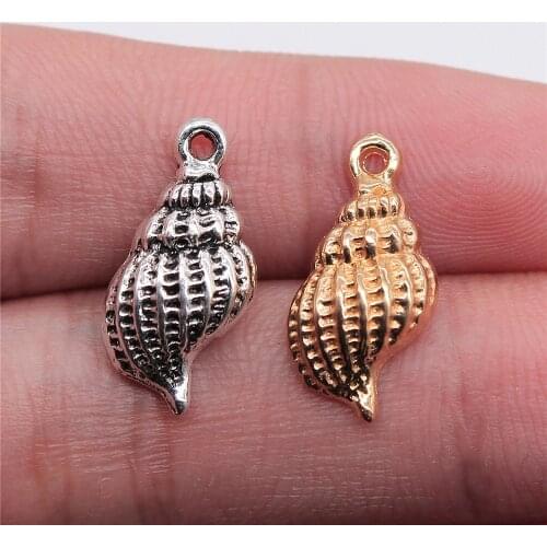 WYSIWYG 20pcs 20x10x4mm Conch Charm Pendants For Jewelry Making Antique Silver Color Conch Pendants Charm