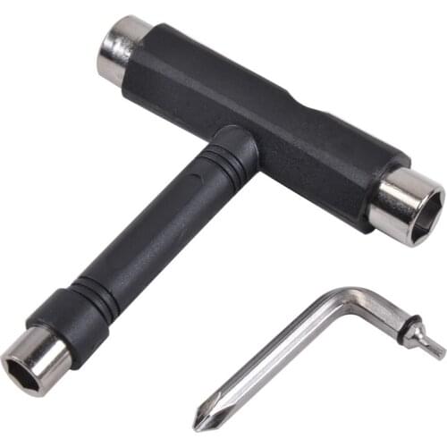 1set Multifunctional Skateboard Wrench T-shape Roller Skate Heavy Duty Wrench Multi T Tool With Mini Wrench longboard tools