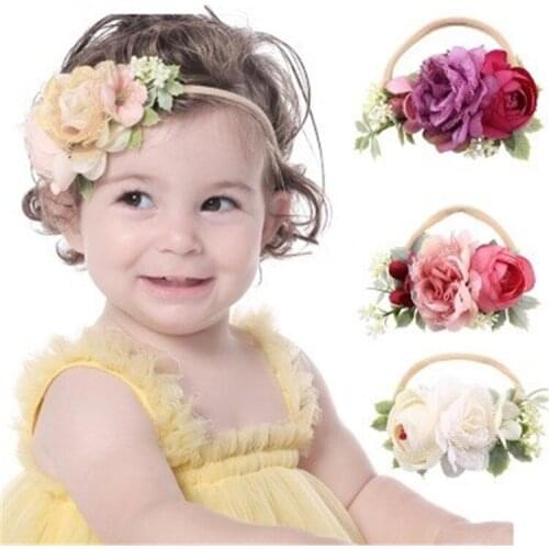 2020 new fashion Boutique flower headband kids girl nylon headband elastic Kids Lovely Headband stretch headwear