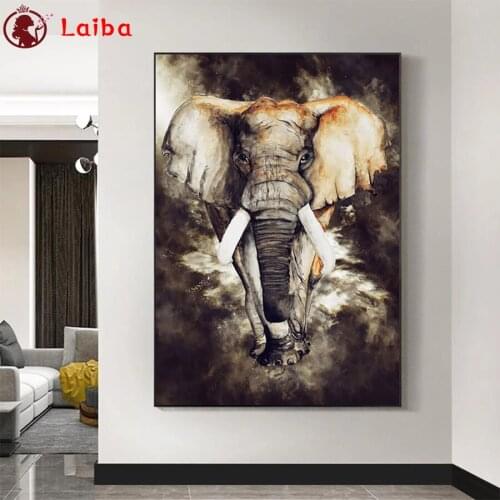 DIY diamond painting Abstract animal art elephant cross stitch full square round diamond Emeroidery mosaic painting home decor
