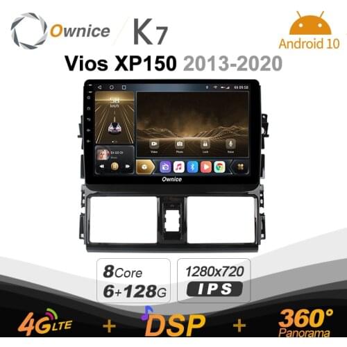 Ownice K7 Android 10 Car Radio Stereo for Toyota Vios XA1050 2013 - 2020 Support Front camera 4G LTE 360 2din Auto Audio 6G+128G