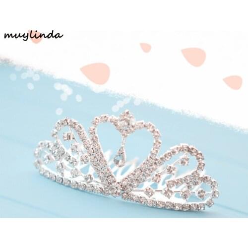Toddler Rhinestone Swan Tiara Comb Crown Girl Flower Princess Birthday Party Photo Prop Child Headband Hairpiece Tiara