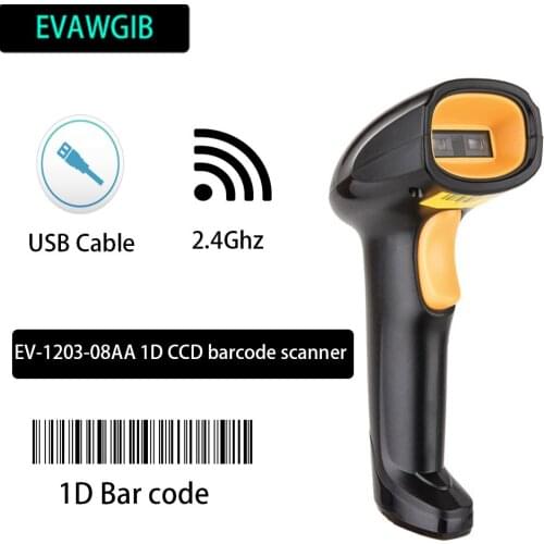 EVAWGIB EV-1203-08AA CCD Wireless 1D barcode scanner cheapest USB barcode scanner Wired Cost-effective bar code reader