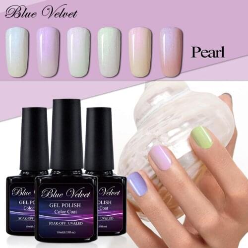 Blue Velvet 10ml Pearl Shells Nail Lacquer Polish Soak Off UV Colorful Nail Colors Art For gel nail polish Long-lasting Gel