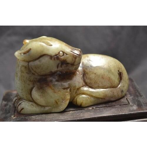 Big Treasure Certificated Chinese Vintage Hetian Jade Powerful Fortune Dog Carving LLZB898 Timestown 20201128A