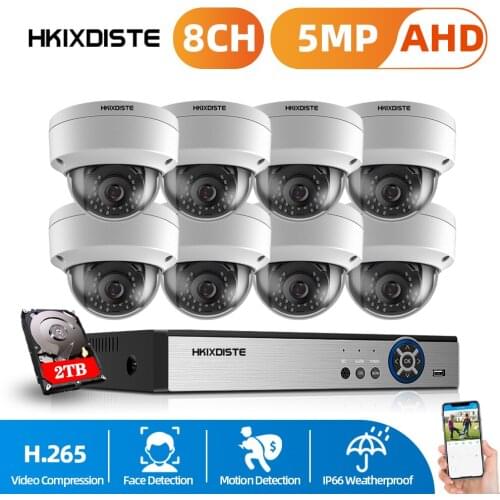 5.0MP Home CCTV Camera Security System Kit H.265 8CH 5MP AHD DVR Kit indoor Outdoor Dome CCTV Camera Surveillance System Xmeye