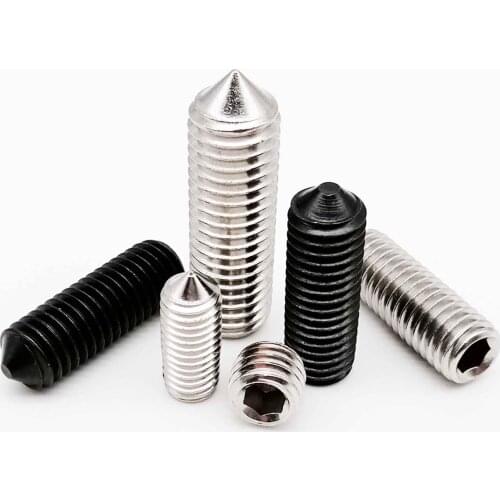 50pcs M2.5 M3 M4 M5 M6 DIN914 304 stainless Black grade 12.9 steel Hex Hexagon Socket Cone Point Grub Set Screw Tapered End Bolt