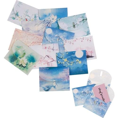 10 Sets Cute Chinese Vintage Style Flowers Paper Envelope For Letter Creative Stationery Paper Postcards Card Scrapbooking
