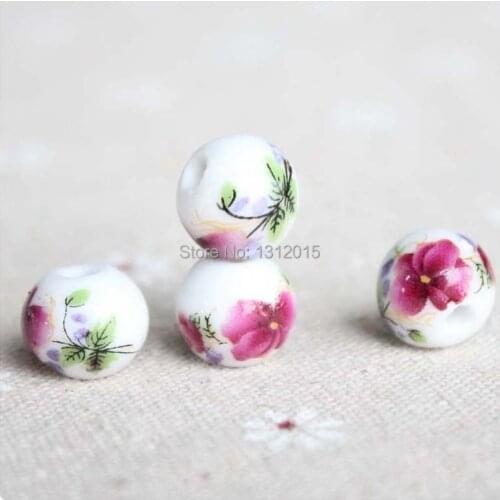 New Hot Items Chinoiserie Porcelain Ceramic round Beads on sale,Flower pattern Spacer beads 10/12mm 20pcs YS0001