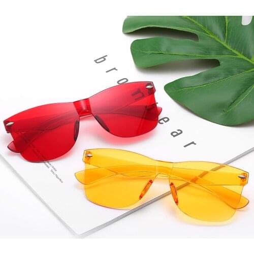 HJYBBSN Square Women Sunglasses Tinted Color Lens Men Vintage Shaped Sun Glasses Female Eyewear Sunglasses PC Conjoined Frame