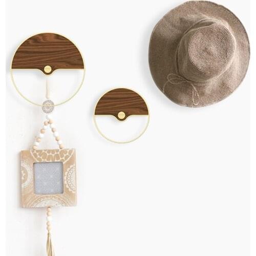 Ins Brass Clothes Hook Round Walnut Row Door Hook Wall Porch Hanger Creative Home Decoration