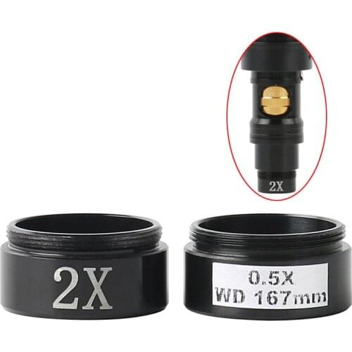 0.5X 2.0X Glass Barlow Auxiliary Objective Lens For 200X 400X FHD Big Depth Video Microscope Camera C Mount Zoom Lens