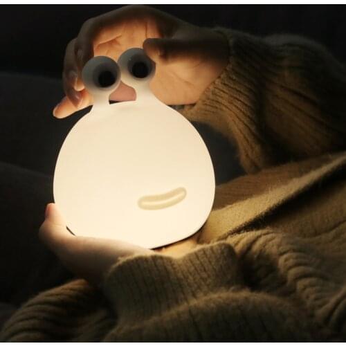 Cute Soft Slug Shape Night Light with Touch Control USB Rechargeable Desktop Baby Kids LED Silicone Lamp Home Bedroom Lighting