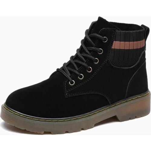 Fashion Martin Boots Women Black Winter Ankle Bootie Outdoor Casual Walking Shoes Girl Non-Slip Warm Snow Shoes for Cold Weather