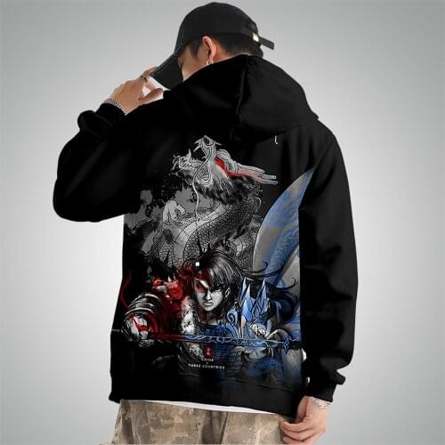 Mens Black Dragon Print Casual Hooded High Quality Sweatshirts Men Zipper Hoodies Long Sleeve Clothing Jacket Coat