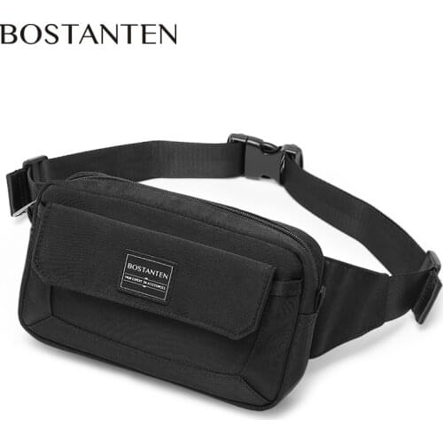 Bostanten Mens Large-capacity Twill Waist Bag With Adjustable Belt