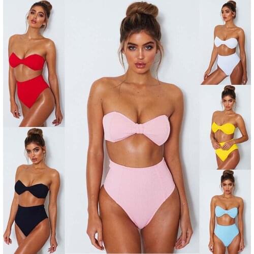 2019 New Sexy bandeau bikinis women tube top strapless micro bikini set high waist swimsuit ladies brazilian swimwear