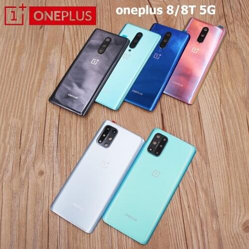8T Back Battery Cover Original Oneplus 8 5G One Plus 8T Glass Back Cover Repair Replace Battery Door Case +Camera Lens & Sticker