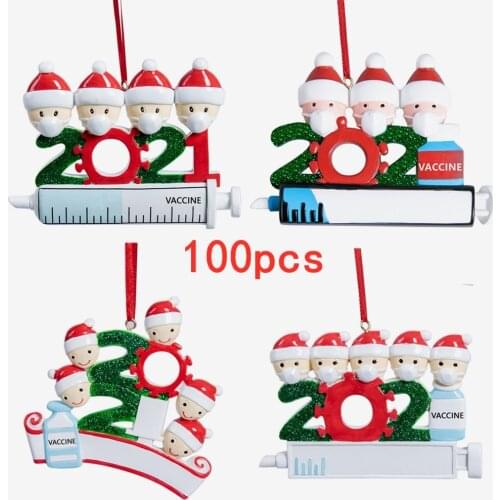 DHL Ship 100pcs Resin Christmas Decoration 2021 Home Deco Christmas Tree Pendant Wholesale Xmas Handing Home New Year