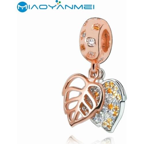 925 Sterling Silver Beads Sparkling Leaves Dangle Charm Fit Original Pandora Bracelets Women DIY Fashion Jewelry Gift