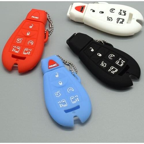Silicone rubber car key cover case set For Chrysler Town Country for Jeep Commander Dodge Grand Caravan Remote protect Shell