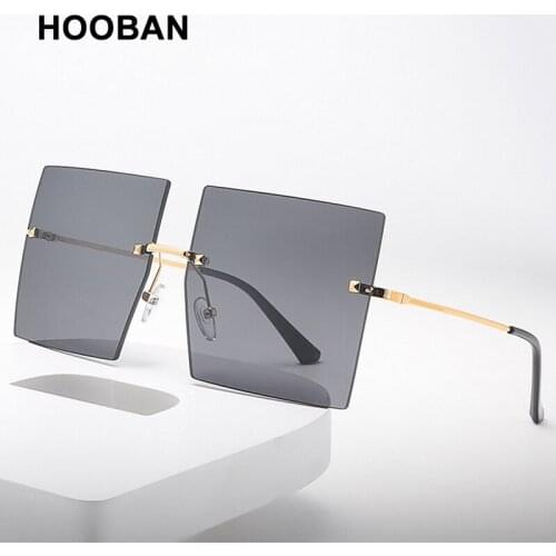 2021 Brand Designer Oversize Sunglasses Women Men Luxury Square Rimless Female Sun Glasses Fashion Big Frameless Lady Shades