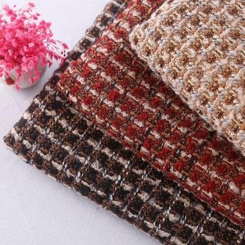 100X150CM Luxury Woolen Tweed Fabric With Shiny Lurex Plaid DIY Patchwork Sewing Crafts Autumn Winter Dress Coat Cloth 50%wool