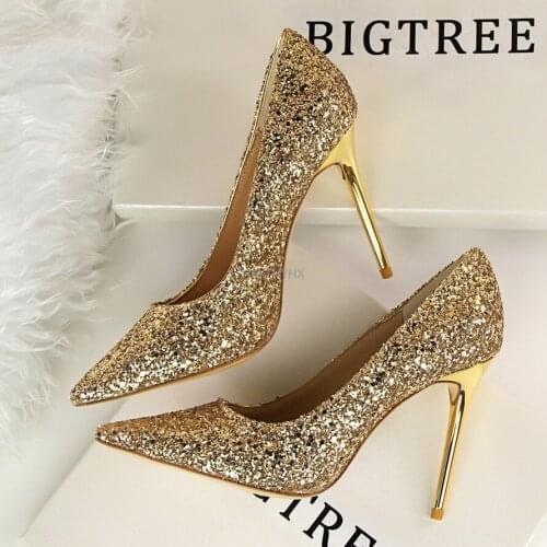 New Women Pumps Sexy High Heels Gold Kitten Heels Sliver Wedding Shoes Ladies Shoes White Women Shoes Stiletto Shoes