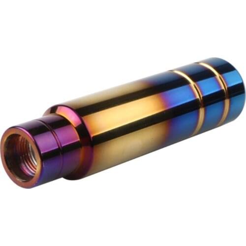 Universal Car Burnt Blue Gold Aluminum 13cm Gear Shift Knob Shifter Lever Head