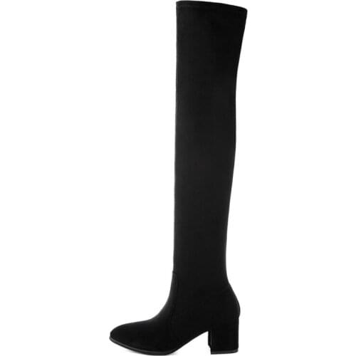 2019 Women Over the Knee High Boots Fashion All Match Pointed Toe Winter Shoes Elegant All Match Female Boots fur JXX68