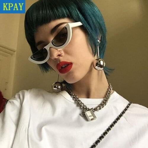 KPAY 2019 Cool Semi Rimless Narrow Frame Lady Cat Eye Sunglasses Women Personality Fashion Sun Glasses Female Colorful UV400