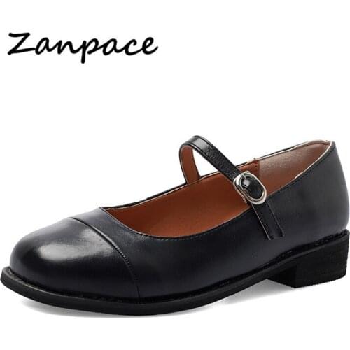 2020 Spring Med Heels Women Pumps New Round Toe Shallow Buckle Strap Mary Janes Shoes Casual Fashion Large Size 40-43 Pumps