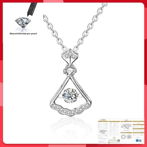 925 Silver Rhodium plating 1 Carat VVS1 Diamond Test Round Shape Moissanite Pendant Necklace Women Classic Gemstone Necklace