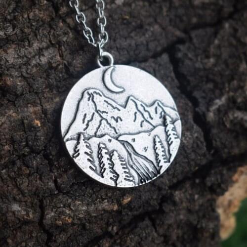 1pcs Nature the river under mountain necklace moon jewelry camping
