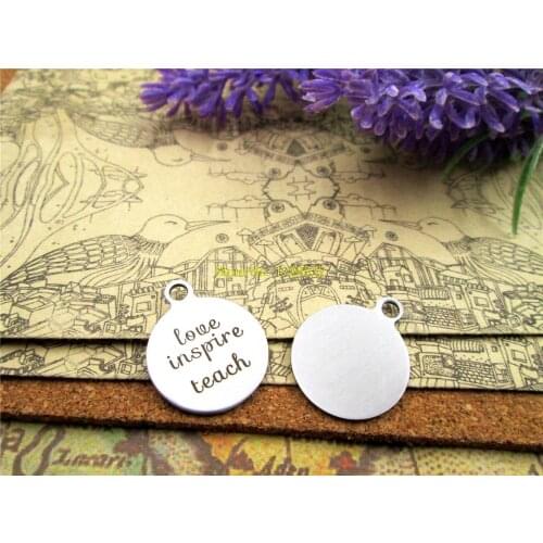 10pcs-stainless steel Charms " love inspire teach " DIY Charms Pendants for necklace/bracelet/keychain DIY jewelry