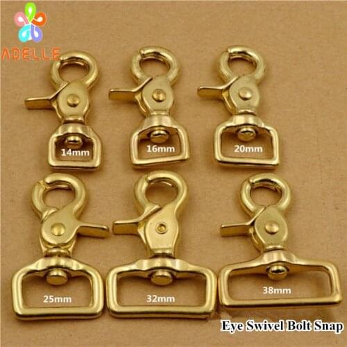 100% Solid Brass Square Bottom Eye Swivel Bolt Snap hook clip bags Pet Tents Leash Key Ring Connector DIY Free shipping 2 Pieces