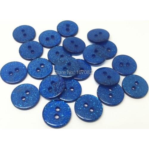 1000pcs Royal Blue Round Glitter Sparkly Buttons Resin 2 Holes Button For Sewing Embellishments Scrapbooking 13mm